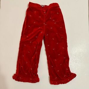 Oshkosh Red Velvet Pants with Tiny Floral detail 24 months